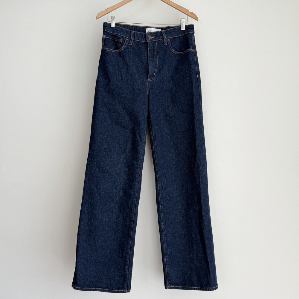 Aritzia Denim Forum Jeans Womens 29 Remy Hi Rise Wide Leg Indigo Rinse Dark Wash